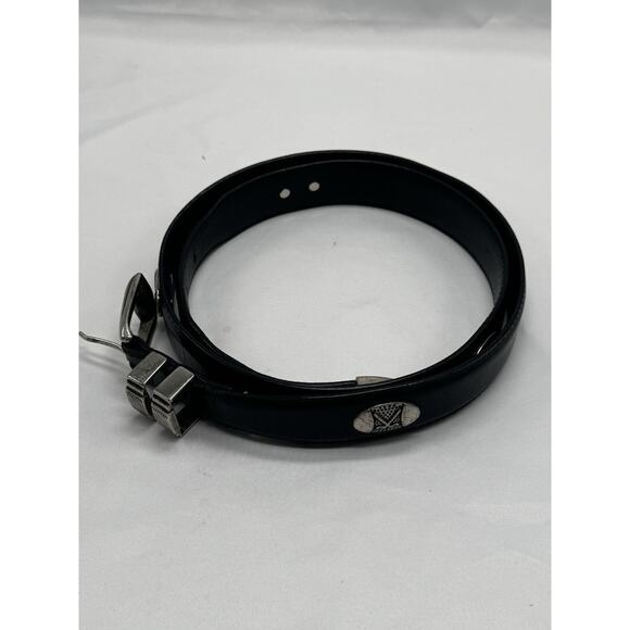 Black Leather PGA Tour Silvertone Medallion Belt Sz 42 47” Long Golf Club - Picture 5 of 11